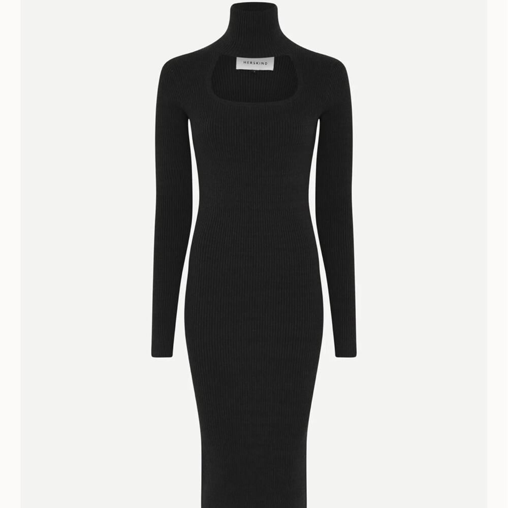 HERSKIND Wanted Knit Dress Long Sleeve Black Size XS